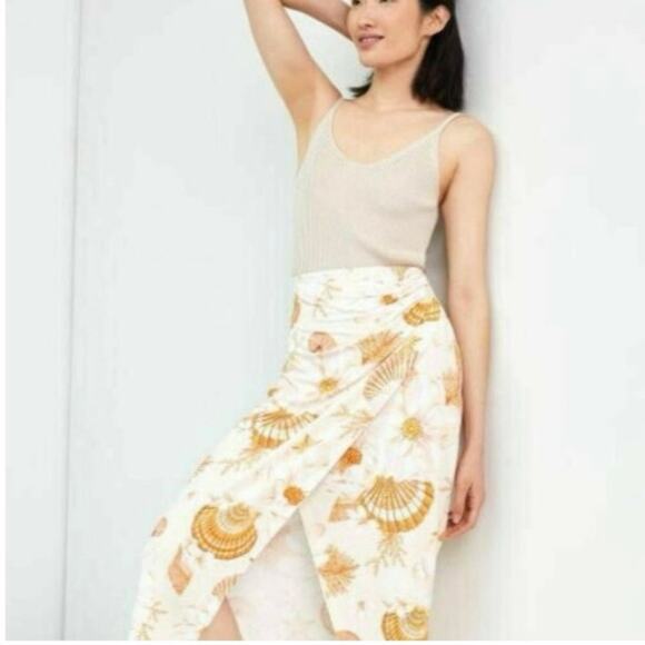 Farm Rio Getaway Seashell Faux Wrap Midi Skirt Size M - Picture 10 of 10